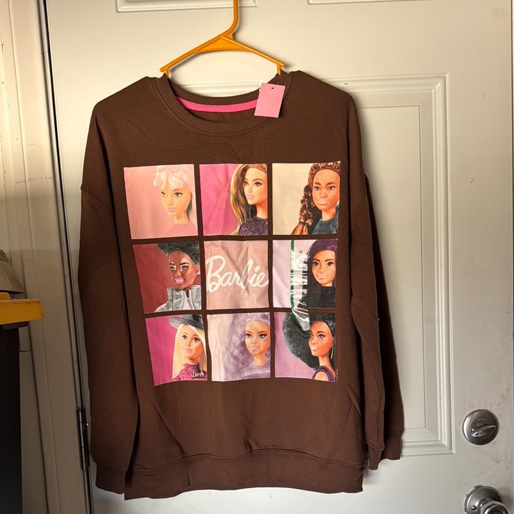 Barbie Brown Sweater with Pink Graphic
